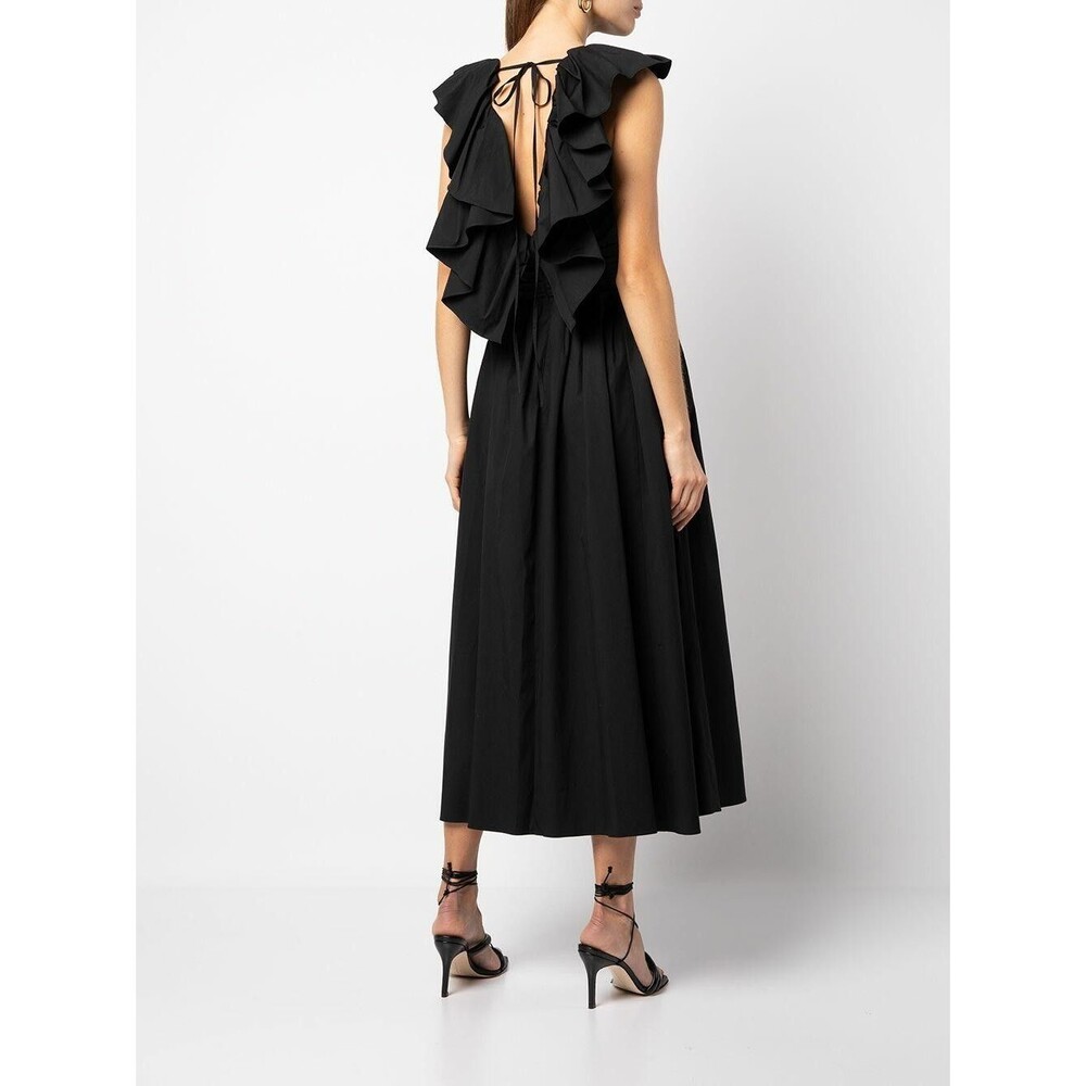 Carolina Herrera Black Ruffled Neckline Dress Size 8 black